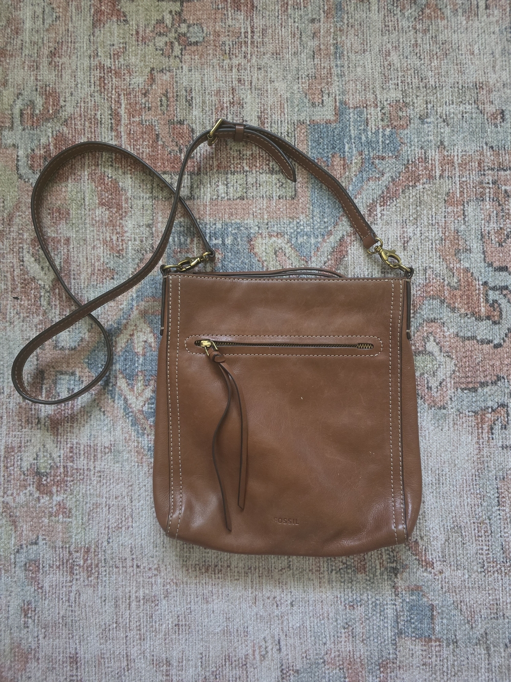Fossil Brown Leather Crossbody Bag